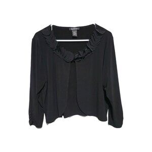 Glamour Jacket Shrug Large Women's Cropped Open Front Ruffled Neckline Slinky